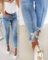 Light Blue Ripped Jeans for Women